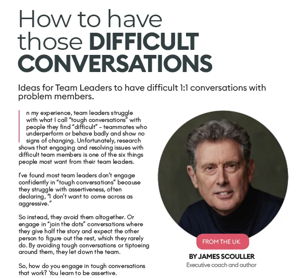 Difficult Conversations article in HR Future by James Scouller